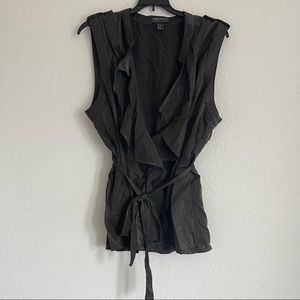 Forever 21+ Satin Olive Green Wrap Top